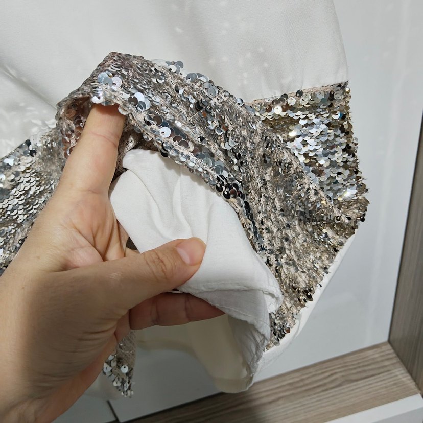 Kız Çocuk Beyaz Payetli Kolsuz Elbise - Görsel 3