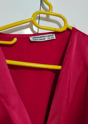 nar çiçeği Drapeli Uzun Kadın Elbise - Görsel 6