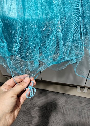 Çocuk Straplez Mavi Payetli Elbise - Görsel 6