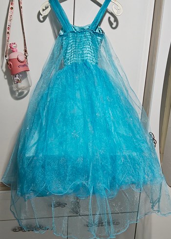 Çocuk Straplez Mavi Payetli Elbise - Görsel 5