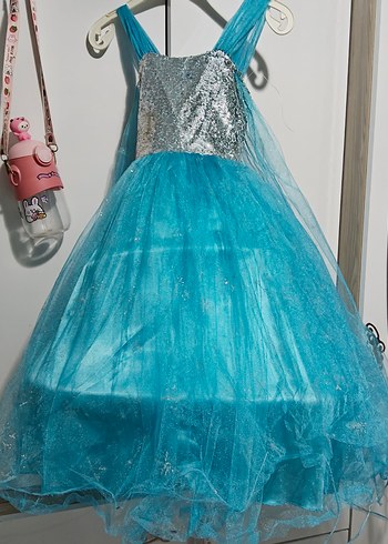 Çocuk Straplez Mavi Payetli Elbise - Görsel 3