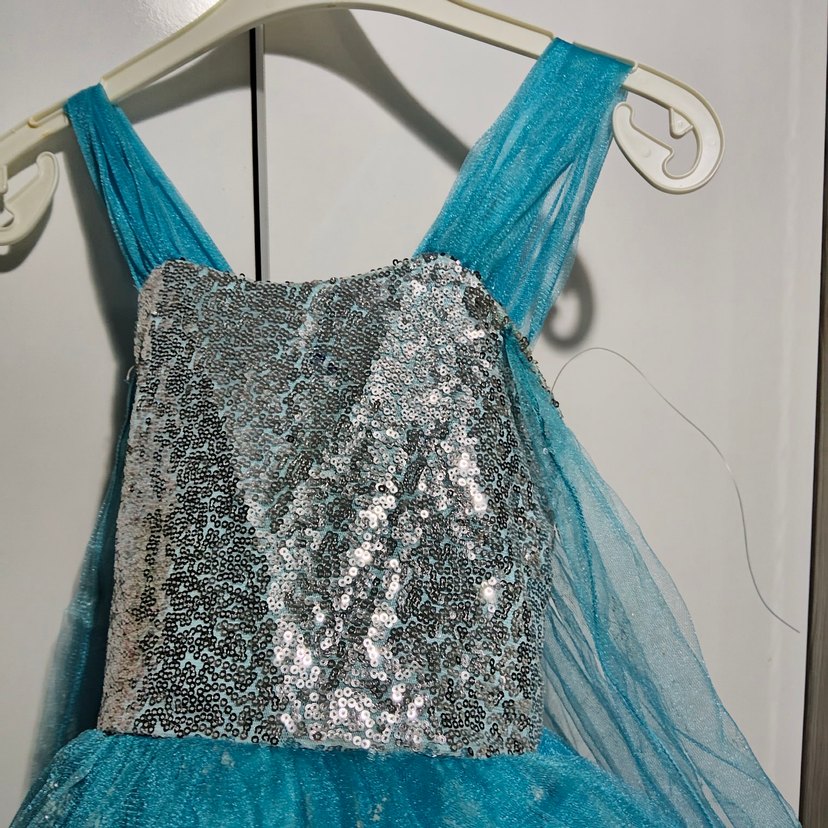 Çocuk Straplez Mavi Payetli Elbise - Görsel 2