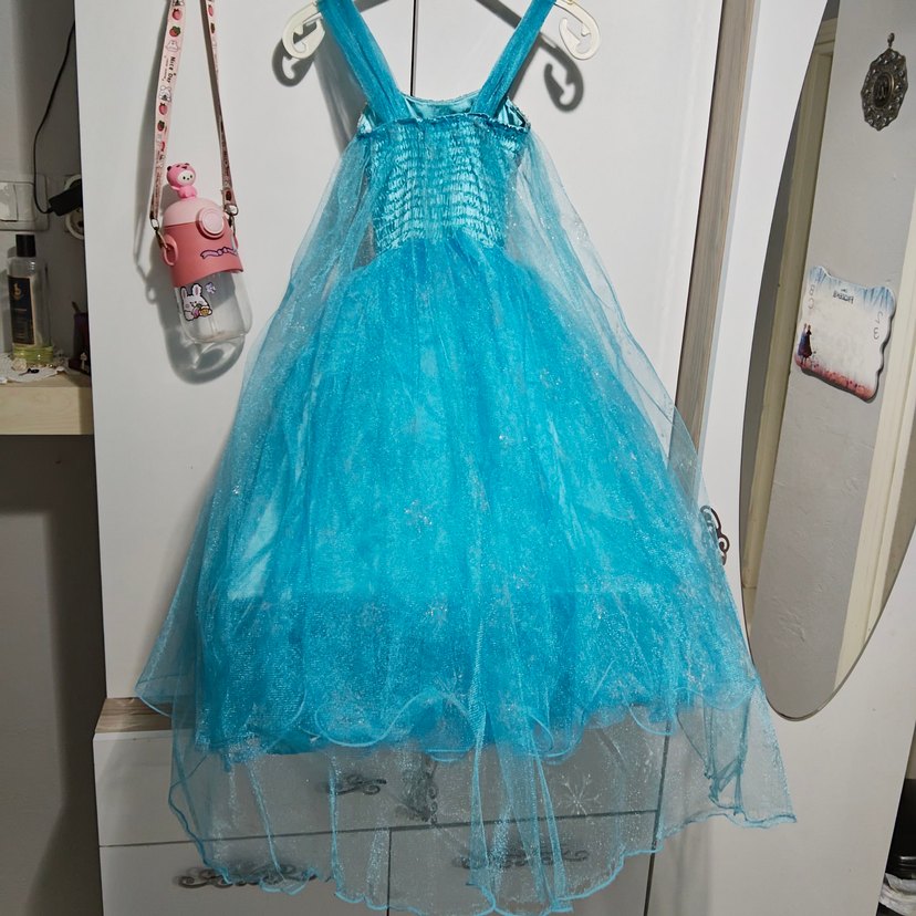 Çocuk Straplez Mavi Payetli Elbise - Görsel 5