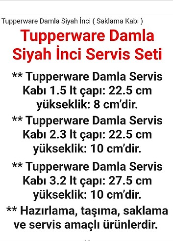  Beden TUPPERWARE DAMLA SİYAH İNCİ 