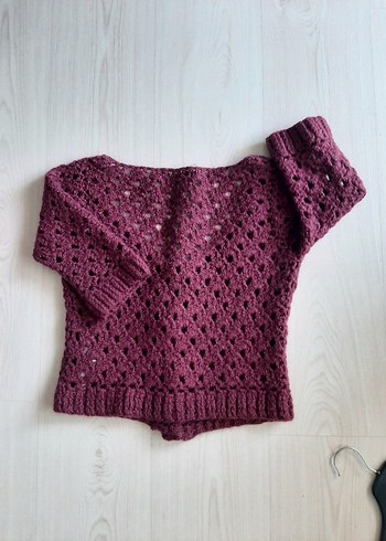 Zara Bordo V Yaka Mini Örgü Hırka