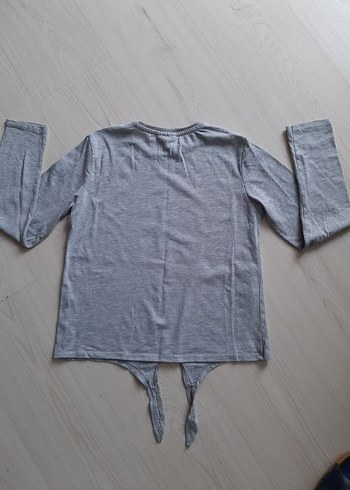 Kız Çocuk Uzun Kollu Gri Baskılı Tişört - Görsel 2