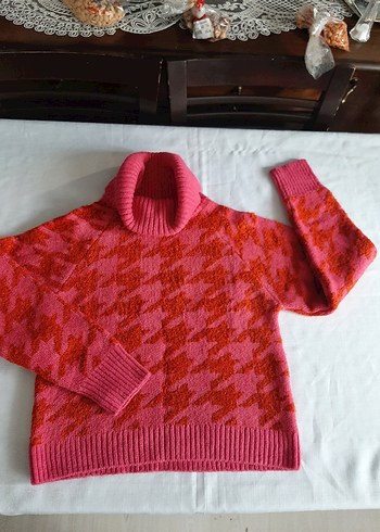 Pembe Renkli Örgü Balıkçı Yaka Kadın Kazak - Görsel 7