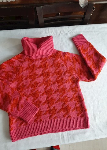 Pembe Renkli Örgü Balıkçı Yaka Kadın Kazak - Görsel 3