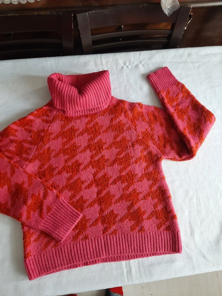 Pembe Renkli Örgü Balıkçı Yaka Kadın Kazak - Görsel 3