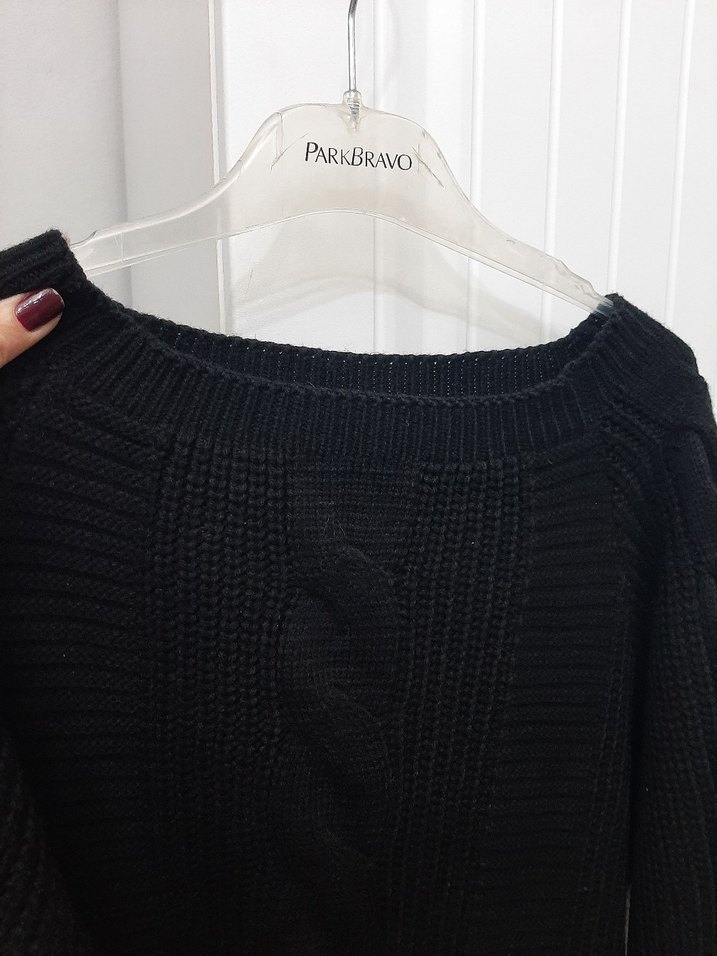 Siyah Örgü Kadın Kazak - Görsel 3