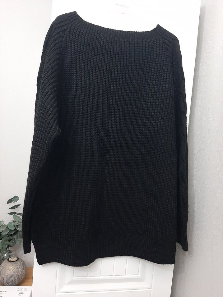 Siyah Örgü Kadın Kazak - Görsel 2