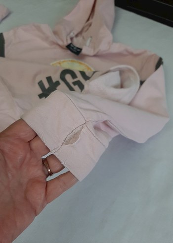 Pembe Kız Çocuk Payetli Kapüşonlu Sweatshirt - Görsel 6