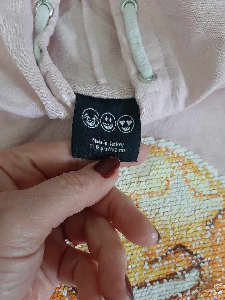 Pembe Kız Çocuk Payetli Kapüşonlu Sweatshirt - Görsel 4