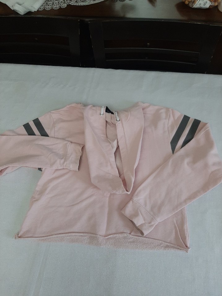 Pembe Kız Çocuk Payetli Kapüşonlu Sweatshirt - Görsel 2