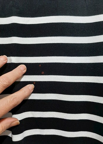 Düğmeli Siyah-Beyaz Çizgili Kadın Kazak - Görsel 6