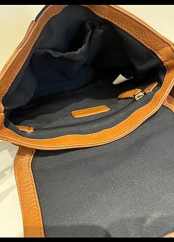 Beden camel Renk Tommy Hilfiger hakiki deri çanta