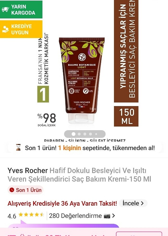 Yves Rocher saç bakım kremi - Görsel 2