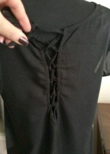 40 Beden siyah Renk Siyah V Yaka Midi Kadın Tunik