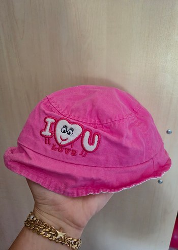 Düğmeli Pembe Çocuk Şapka