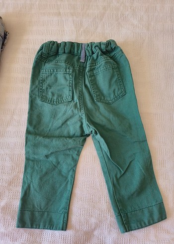 12-18 Ay Beden Düğmeli Yeşil Denim Erkek Çocuk Pantolonu