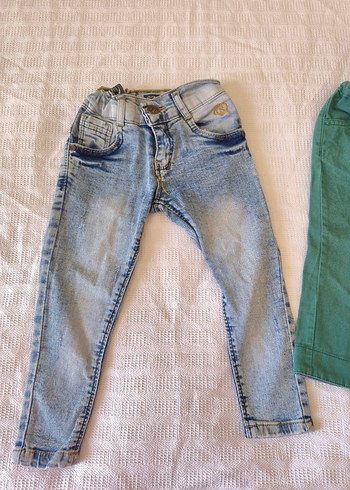 Erkek Çocuk Düğmeli Slim Fit Mavi Kot Pantolon
