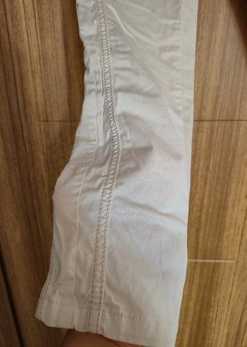 38 Beden Bej Regular Fit Keten Rahat Kadın Pantolon