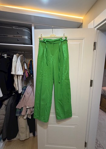 Suud Collection Canli Yesil Yuksek Bel Bol Paca Pantolon