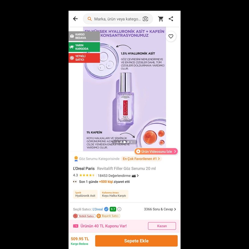 L'Oreal Paris Revitalift Filler Göz Serumu 20 ml - Görsel 2