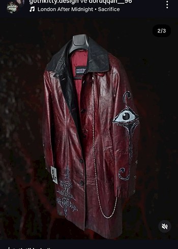 Diğer Bordo Deri Kadın Ceket - Gotik Desenli