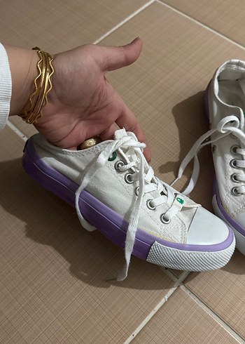 Beyaz Bağcıklı Kadın Spor Ayakkabı - Görsel 2