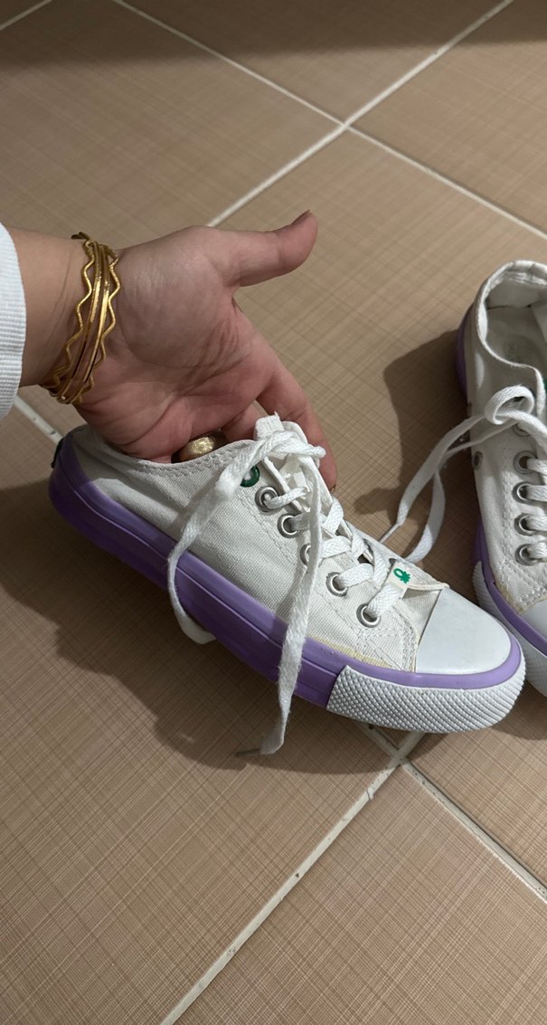 Beyaz Bağcıklı Kadın Spor Ayakkabı - Görsel 2