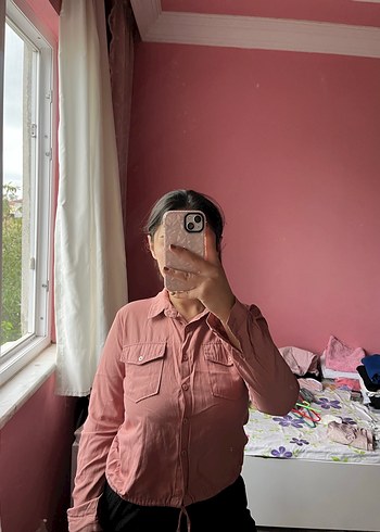 Pembe Midi Kadın Gömlek
