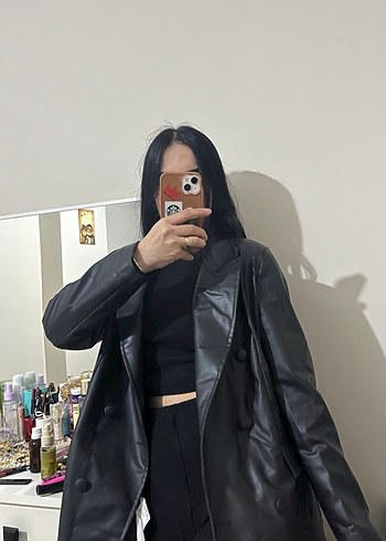 Siyah Deri Ceket - Görsel 2