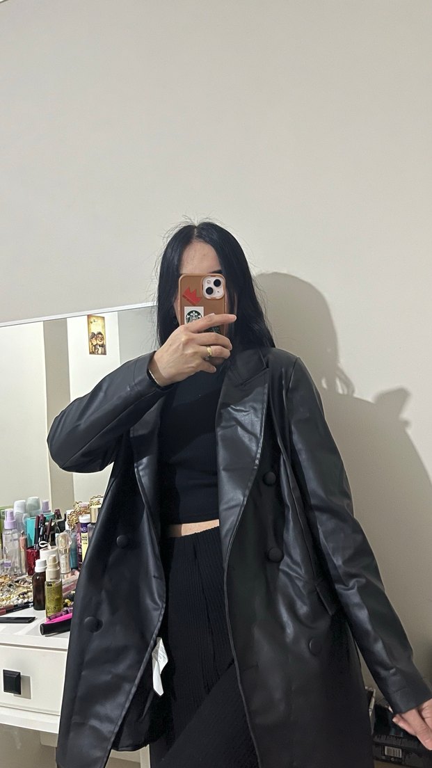 Siyah Deri Ceket - Görsel 2