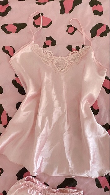 Lollipops Pembe Saten Gecelik Vintage