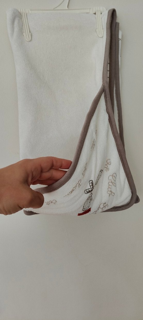 Nakışlı Beyaz yenidoğan banyo havlusu - Görsel 3