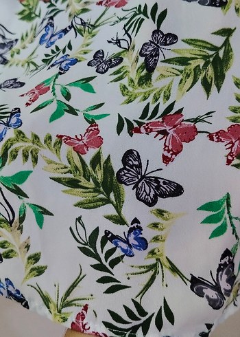 Renkli Desenli Kısa Kollu Kadın Gömlek - Görsel 5