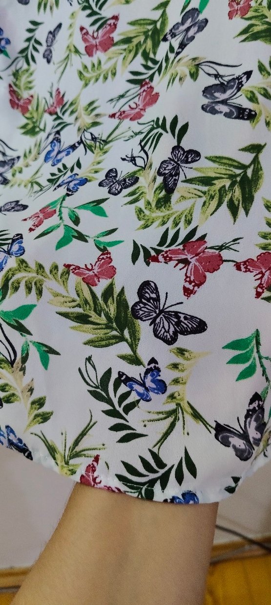 Renkli Desenli Kısa Kollu Kadın Gömlek - Görsel 5