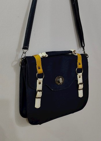 Kilitli Lacivert Deri Kadın Çanta - Görsel 2