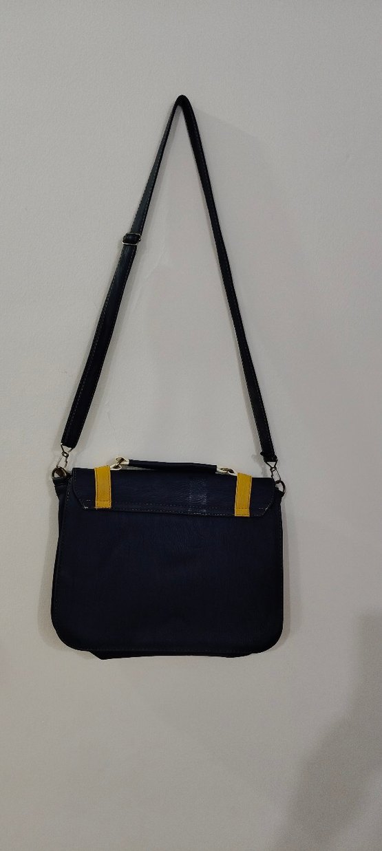 Kilitli Lacivert Deri Kadın Çanta - Görsel 3