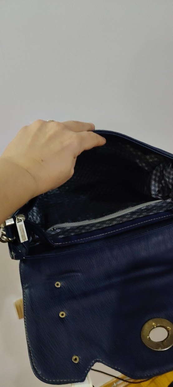 Kilitli Lacivert Deri Kadın Çanta - Görsel 5
