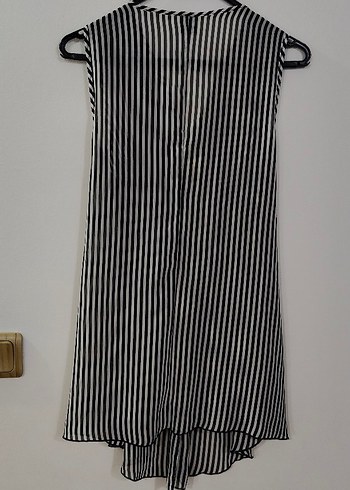 Kolsuz Siyah Çizgili tunik bluz - Görsel 4