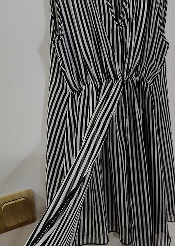 Kolsuz Siyah Çizgili tunik bluz - Görsel 2
