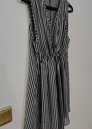 Kolsuz Siyah Çizgili tunik bluz - Görsel 3