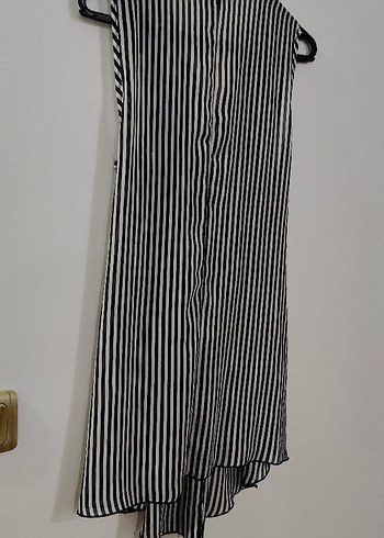 Kolsuz Siyah Çizgili tunik bluz - Görsel 5