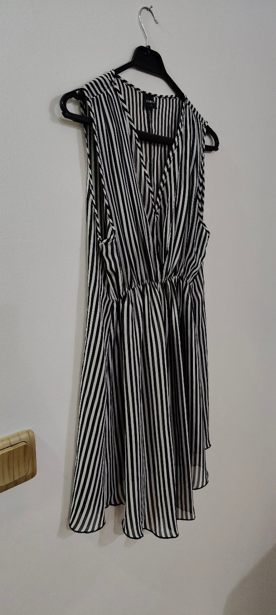 Kolsuz Siyah Çizgili tunik bluz - Görsel 3