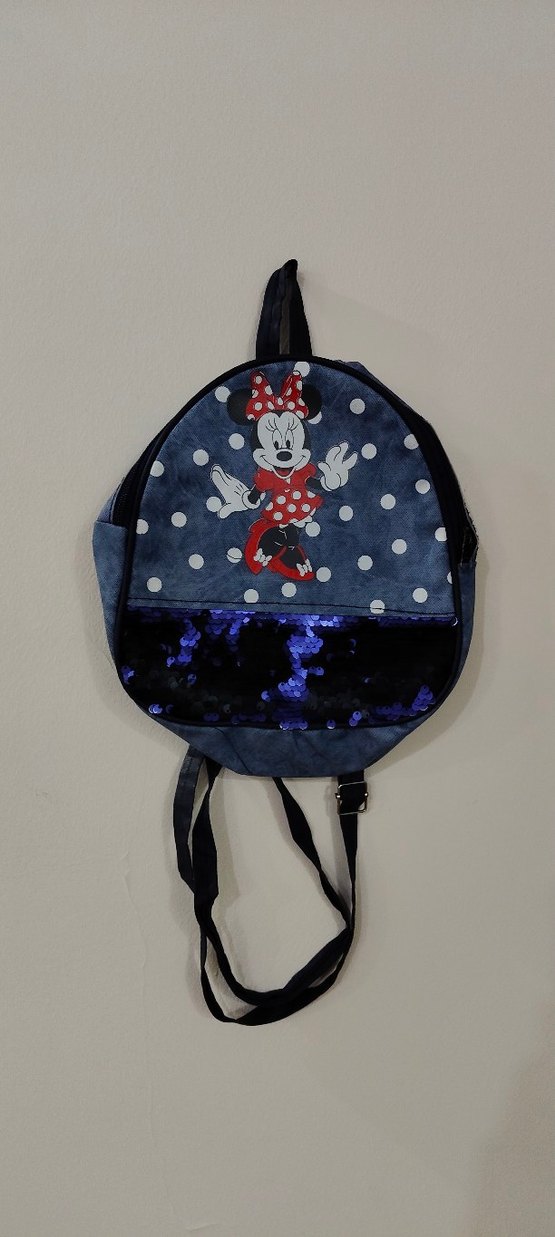 Mavi Minnie Mouse Okul Çantası ve Kalp Çanta - Görsel 2