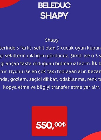 Beden Renk Shapy Kutu Oyunu