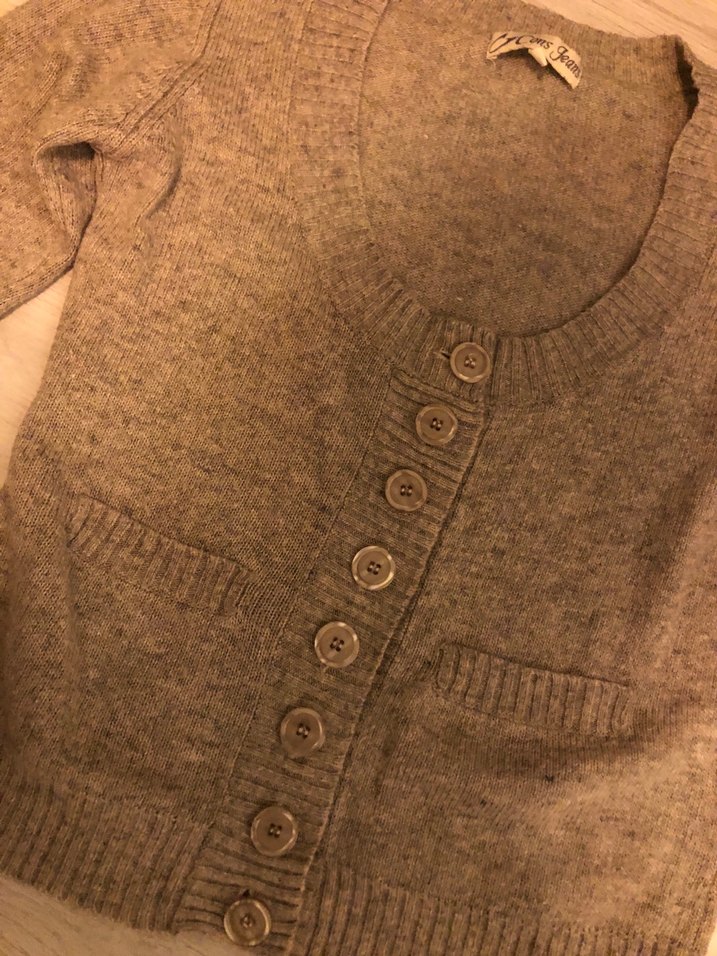 Gri Düğmeli Kadın Hırka - Görsel 2