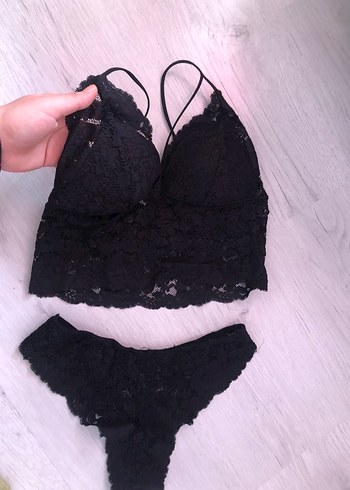 Siyah Dantel Midi Goth Bralet takım - Görsel 2